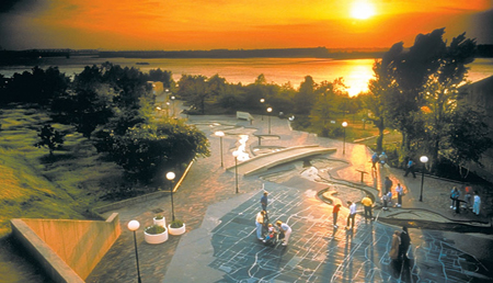 Mud Island, Tennessee, at sunset.