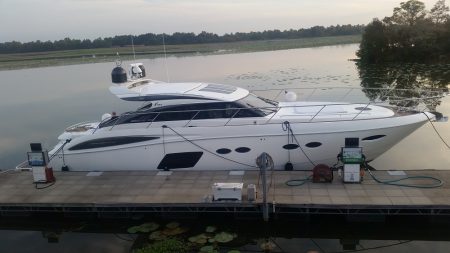 The Princess V62 at the dock